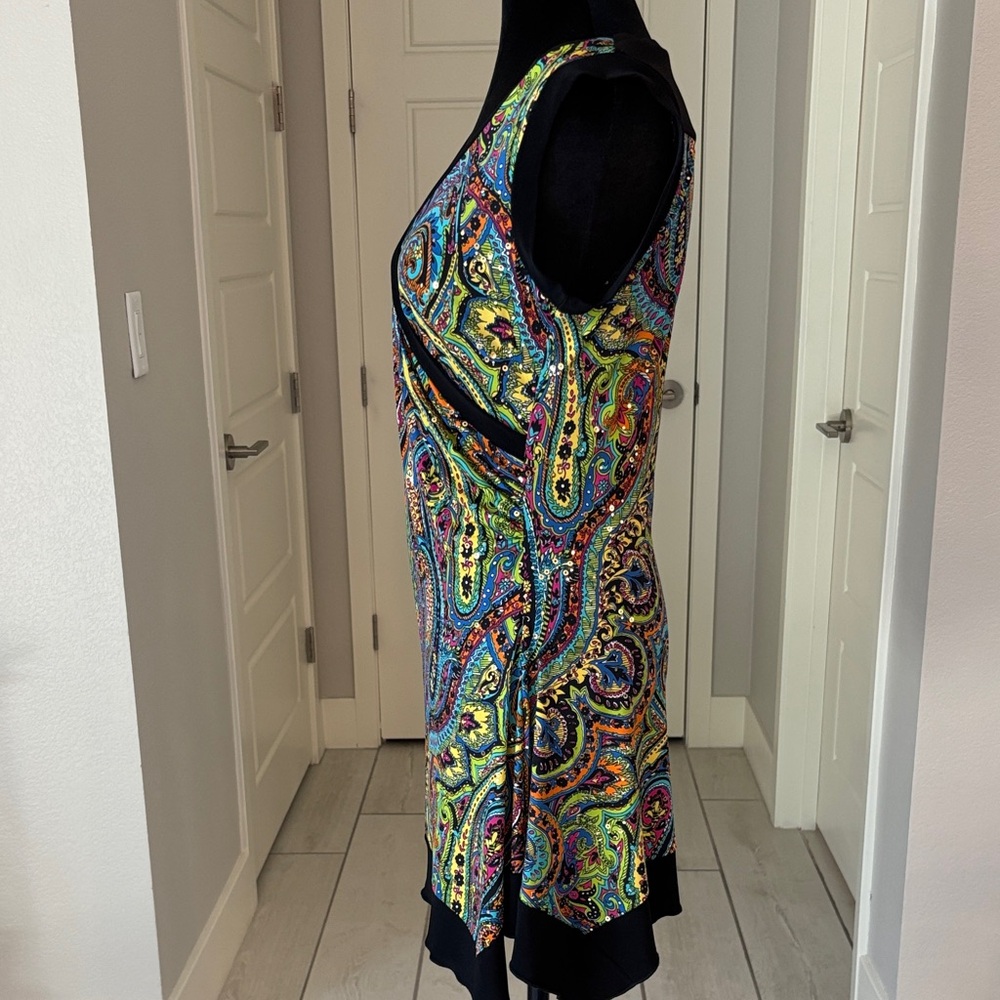 Joseph Ribkoff Sequin Multicolor Sleeveless Tunic, Swim Cover Up, Mini Dress S10 - Picture 6 of 10